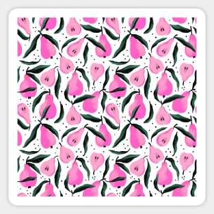 Pretty pink pear pattern with black leaves Sticker